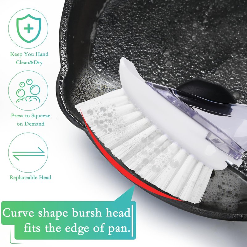 New Brush Refills for OXO New Soap Dispensing Dish Brush - 4 Pack Dish Brush Cleaning Soap Dispensing Head Replacement for Scrubber