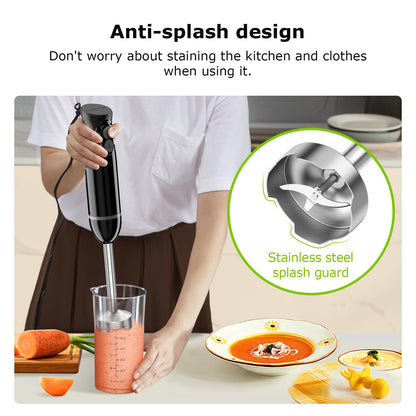 Bonsenkitchen Hand Blender, Immersion Blender with 2 Mixing Speed, Electric Handheld Mixer Portable Stick Mixer with Stainless Steel Blades for Soup, Smoothie, Puree, Baby Food