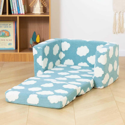 2-in-1 ALIMORDEN Kids Flip Out Ultra-Soft Snuggle Foam Filled Chair, Blue