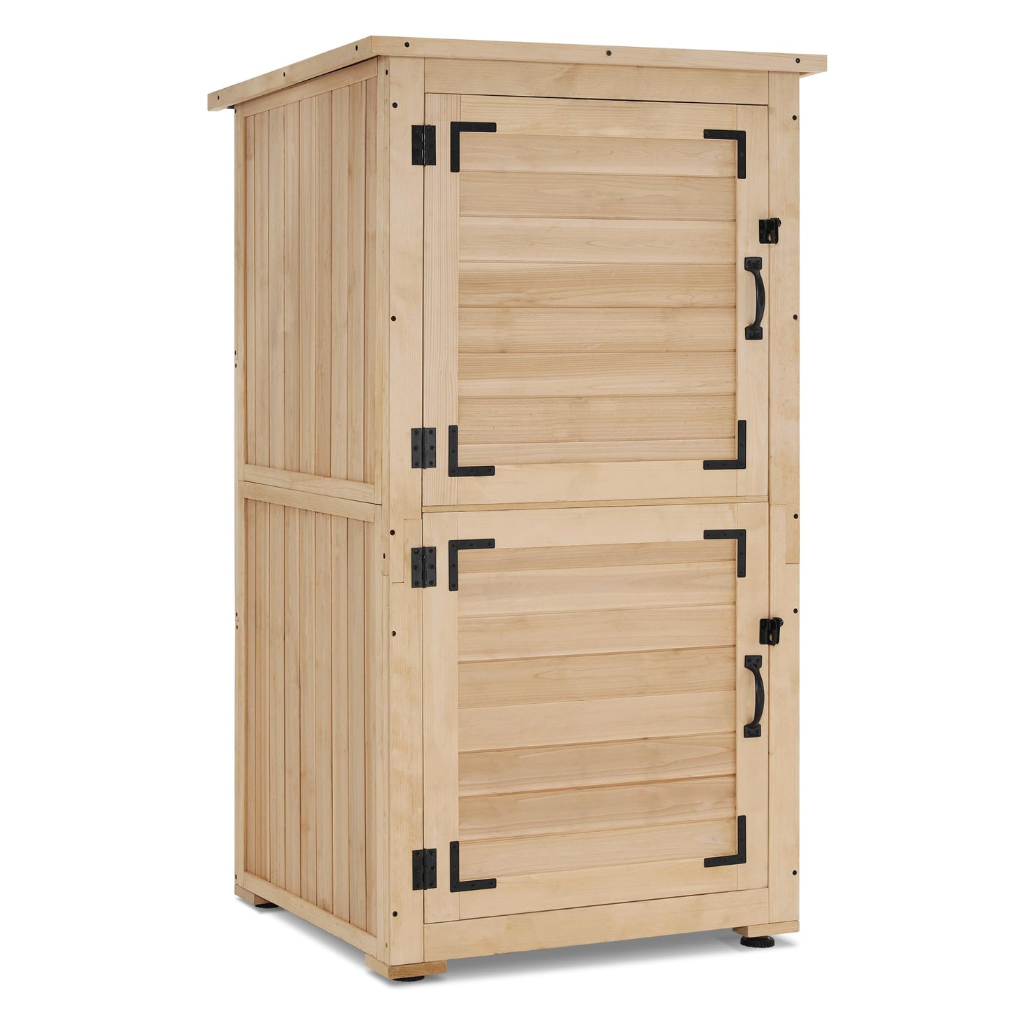 MCombo 30" Deep Wood Sheds & Outdoor Storage, Outside Garden Tool Cabinet Shed with Removable Shelf, Outdoor Storage Cabinet Shed Waterproof for Patio 0786 (Natural)