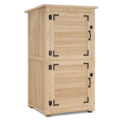MCombo 30" Deep Wood Sheds & Outdoor Storage, Outside Garden Tool Cabinet Shed with Removable Shelf, Outdoor Storage Cabinet Shed Waterproof for Patio 0786 (Natural)