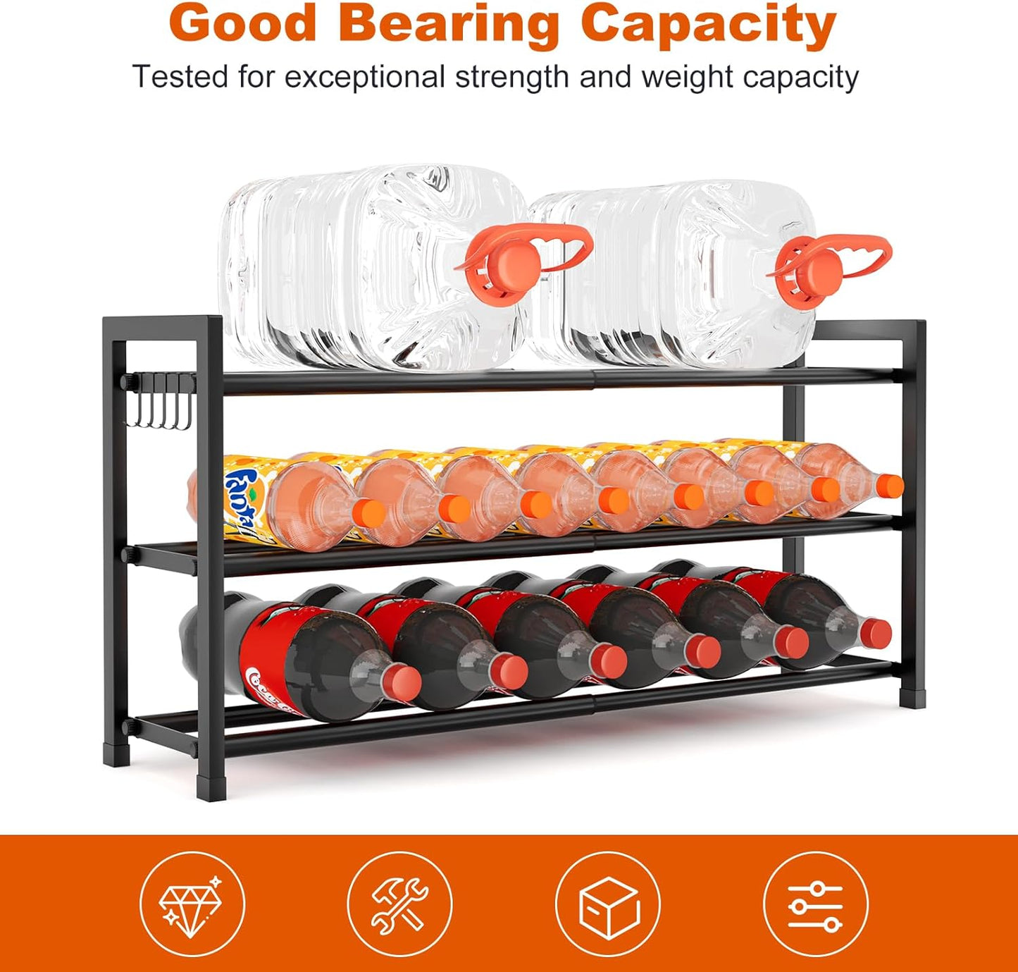 18.5"33", 3-Tier Closet, 12 Expandable Shoe Rack for Small Spaces, Adjustable Width Sturdy Metal Shoe Organizer