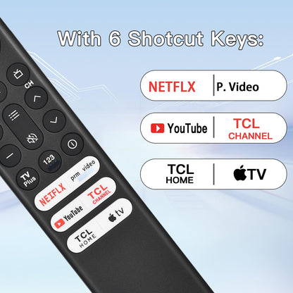 for TCL Google TV Remote, RC813 for Voice Replacement Control,for Android Mini-LED QLED 4K UHD Smart Television, with 6 Shortcut Buttons for NEIFLX/Prime/YouTube/TCL/Apple TV Buttons