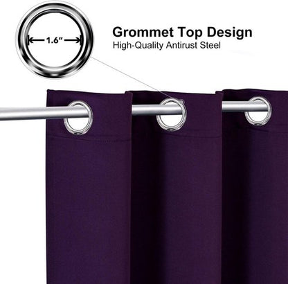 ChrisDowa Grommet Blackout Curtains - Thermal Insulated Room Darkening Panels, Royal Purple, 42W x 84L
