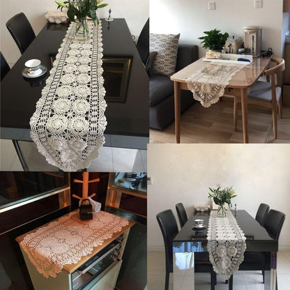 14x36 inch KEPSWET Cotton Handmade Crochet Lace Oval Table Runner Christmas Dresser Console Coffee Table TV Stand Decor