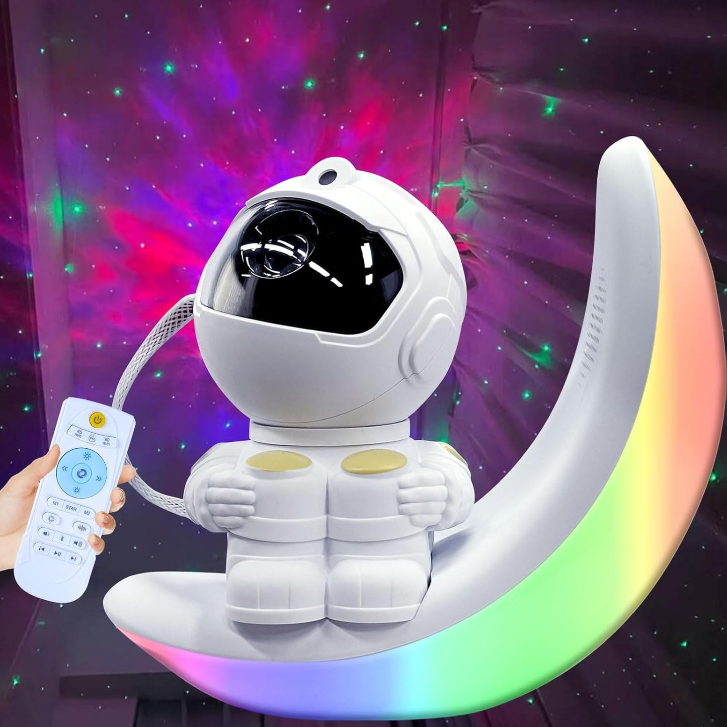 360 Astronaut Star Projector Galaxy Light, Built-in Speaker Space Man Buddy Projector Sky LED Night Light Space