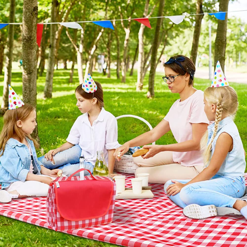LRUUIDDE Extra Large Picnic Blanket Beach Blankets, Outdoor Foldable Waterproof Sand Mat for Beach Camping Hiking Travel Family Concerts Grass Park Music Festival Lawn Mats (Red, 80x60inch)