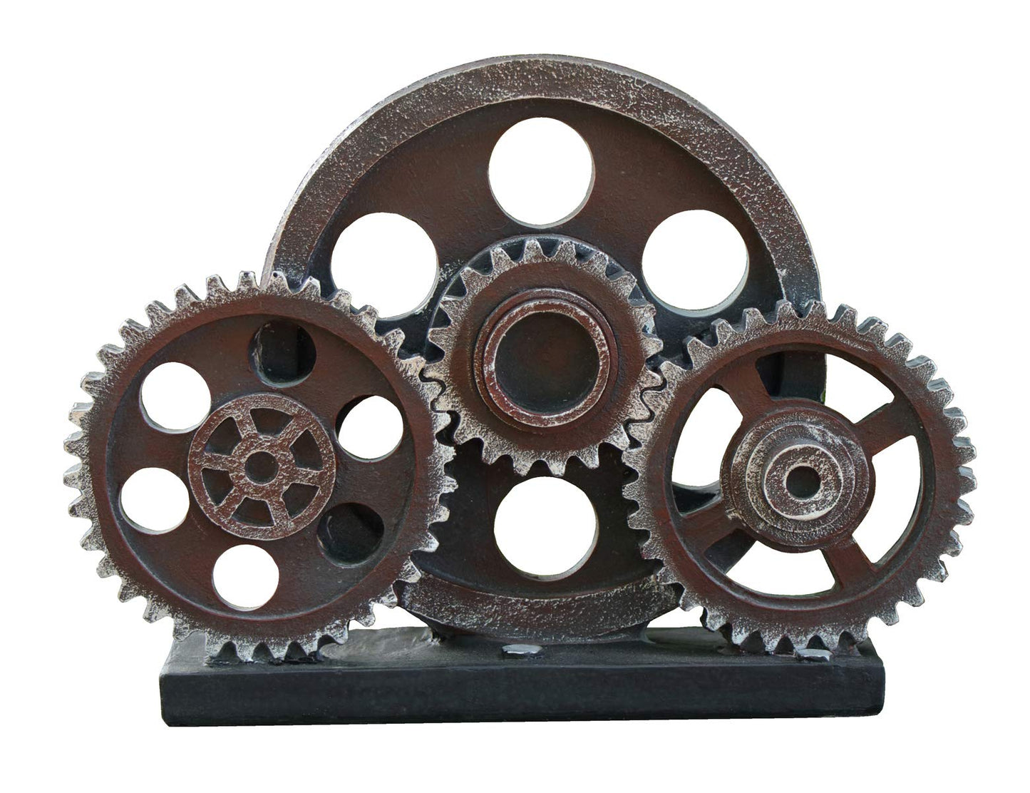 Rmdusk Industrial Steampunk Gear Train Figurine, Cog Wheel Statue, Resin Model, Home Bar Décor Ornament 7.7" H Copper