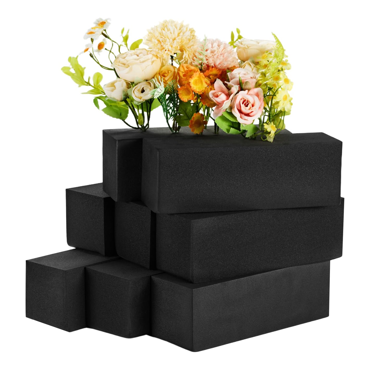 GNRZZT 8 Pcs Reusable Floral Foam Blocks, 9" L x 3" W x 3" H Black Dry Flower Foam for Artificial Flowers, Foam for Wedding, Birthdays, Pary, Home Decorations