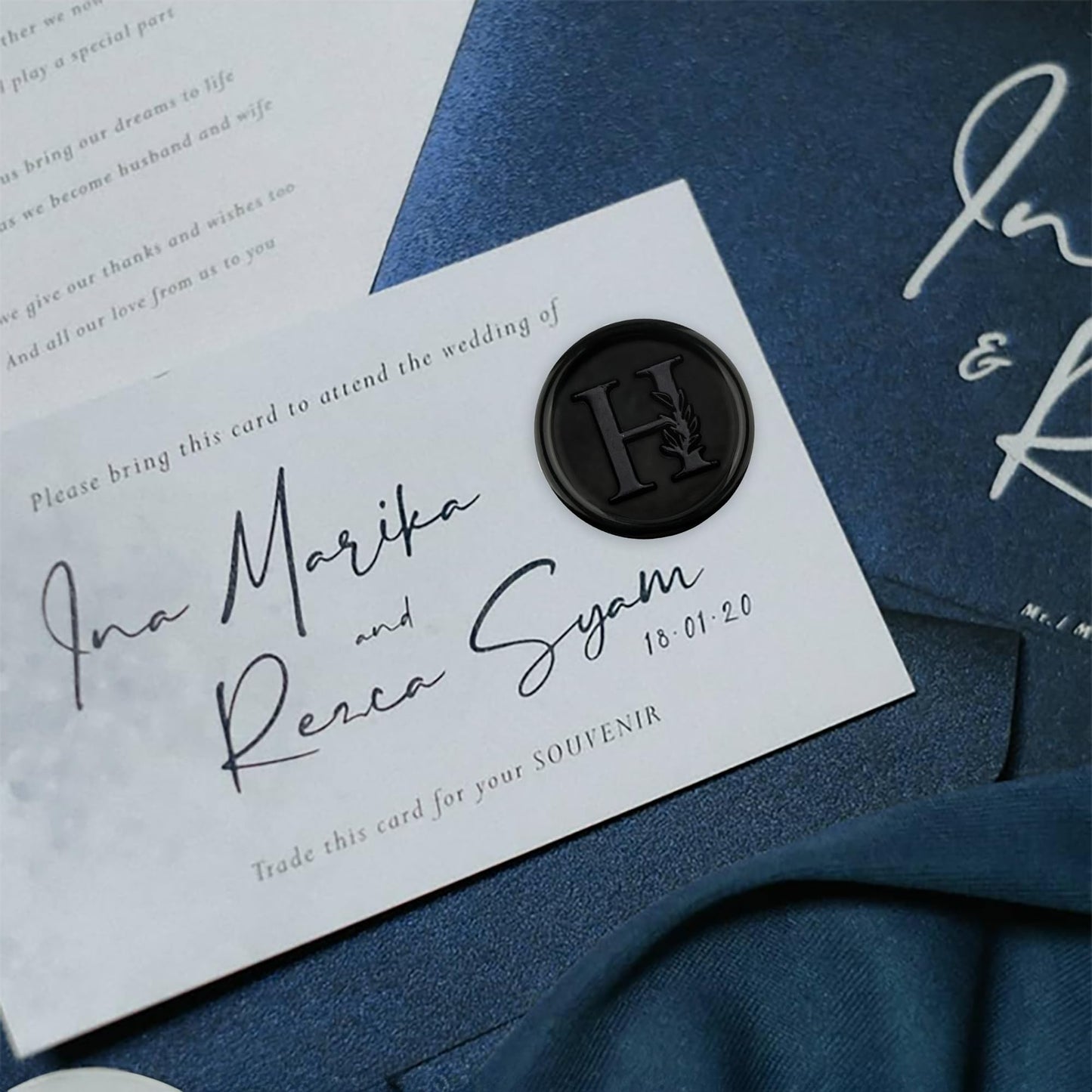50Pcs Black Wax Seal Stickers Handmade Vintage Botanical Leaves Adhesive Letter Wax Stickers for Wedding Party Invitations, Envelope, Gift Wrap, Christmas(Initial O, Black)