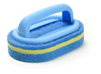 Scrub Brush Set for Bathroom Kitchen Bathtub Toilet Deep Cleaning Brush Tools All Purpose Cleaner Sponge Scrubbing Brushes with Ergonomic Handle, 4-Piece