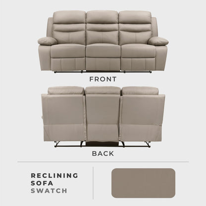 Lexicon 86.5" W Manual Reclining Sofa, Top Grain Leather Match Reclining Sofa, Home Theater Seating, Wall Hugger Recliner Couch, Manual Double Recliner RV Couch for Living Room, Latte