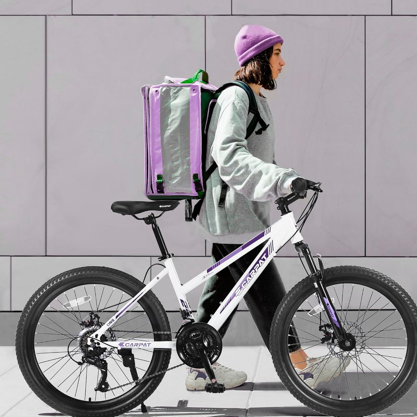 Ecarpat Women's Mountain Bike 24/26 Inch Wheels, 21-Speed Trail Commuter City Mountain Bikes, 15"/17" Carbon Steel Frame Female Bicycles Disc Brakes Front Fork