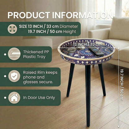 17.7 Inch Gesodant Plastics Tray with Detachable Three Wooden Legs, Versatile Side Table with Tray Design, Perfect