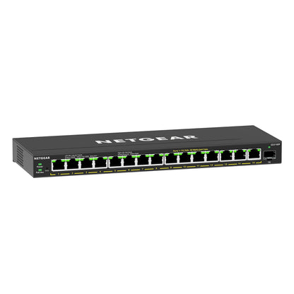 NETGEAR 16-Port PoE Gigabit Ethernet Easy Smart Essentials Switch (GS316EP) - Managed, with 15 x PoE+ @ 180W, 1 x 1G SFP Port, Desktop or Wall Mount