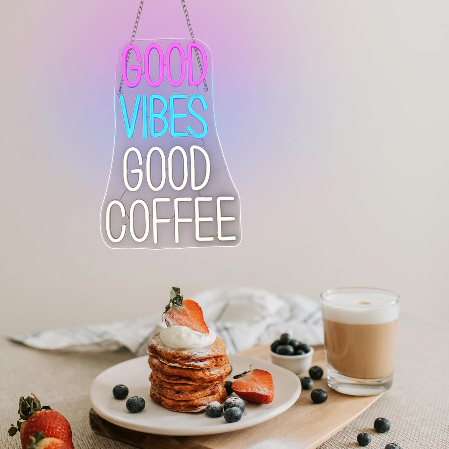 Horseneon Good Food Good Mood Neon LED Sign, Food Neon Signs for Wall Decor, Good Food Good Mood Neon Light with USB Powered for Snack Shop, Restaurant, Fast Food