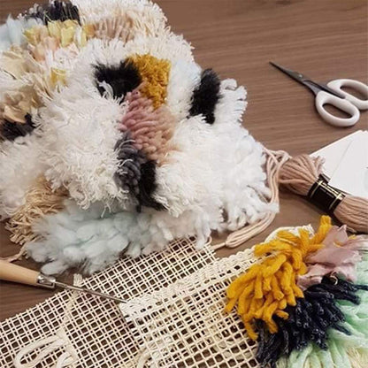 NX Garden 50x100cm Blank Rug Hooking Mesh and Bent Latch Crochet Hook with Wood Handle DIY Kit Tool for Tapestry Carpet Rug Making Embroidery Crafts Decor