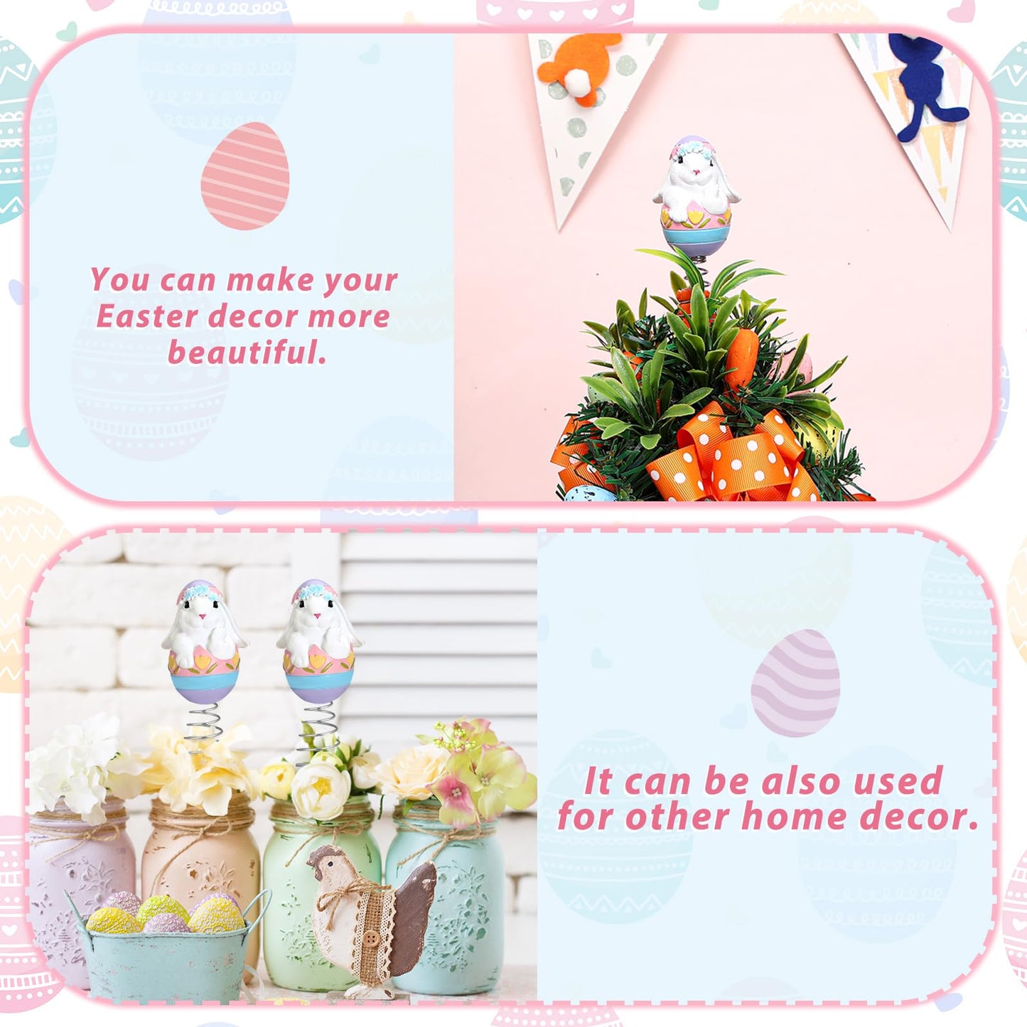 Zomiboo Easter Bunny Miniature Tree Topper Ornaments Easter Tree Topper Decorations 4 Inches Mini Bunny Ornaments for Holiday Spring Trees Party Supplies Home Decor