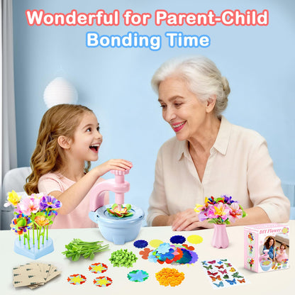 TANAVE Flower Making Kit for Kids,Diy Flower Bouquet Kit,Fabric Flower Bouquets Toys Upgraded,Flower Crafts/Flower Maker for Kids Birthday Gifts for Ages 3 4 5 6 7 8 9 10 11 12 Year Old Girls (126pcs)