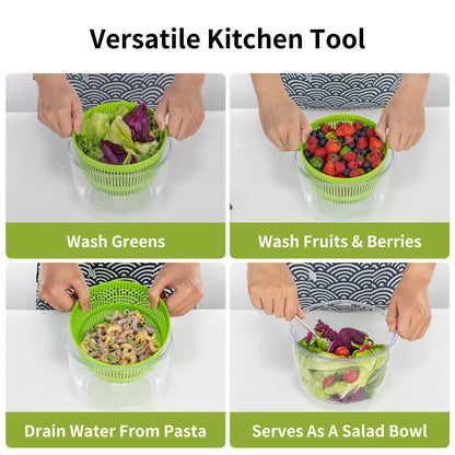 Salad Spinner, Fruit and Vegetable Washer, Spin and Dry Salad Greens, 3 QT Lettuce Spinner with Bowl and Mesh Basket