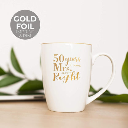 Canopy Street 50th Anniversary Mug Set, Mr. And Mrs. Always Right Coffee Mugs, 15 Ounce