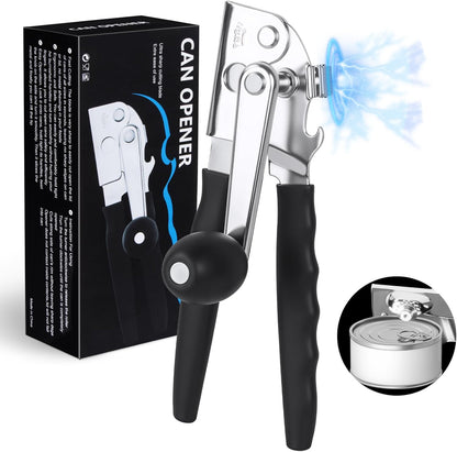 [Upgrade] Commercial Can Opener, Durable All-Steel Construction - RICKUNCL Hand Crank Can Opener with Magnet, Comfortable Extra-long Handles, Oversized Knob, Professional Ergonomic & Easy for Big Cans