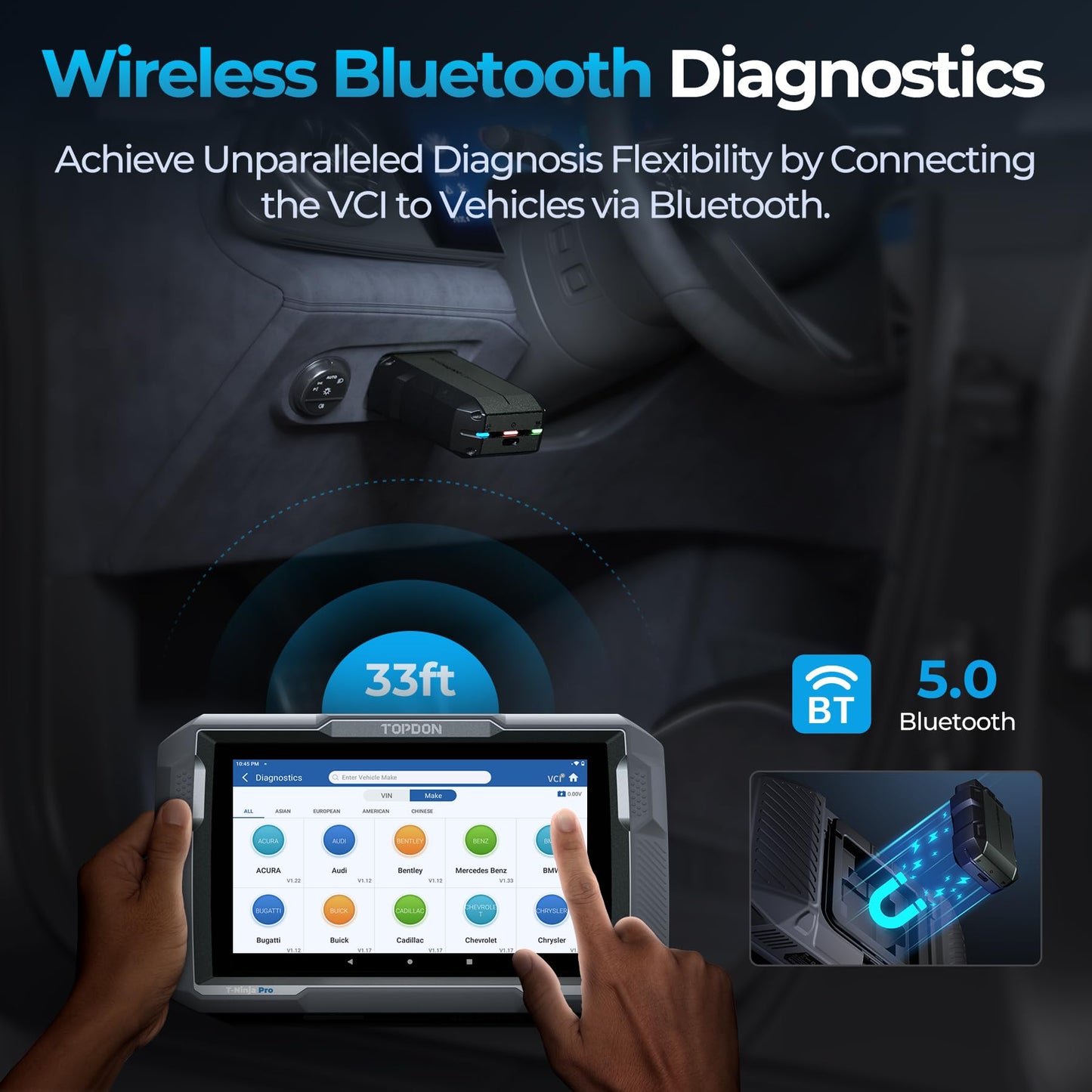 TOPDON Bidirectional Scan Tool, 2024 New ArtiDiag900 Lite Automotive Diagnostic Tool for Full System, Scanner for Car with Active Test, 8 Reset, Wireless OBD2 Scanner Diagnostic Tool for All Vehicles