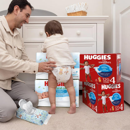 Huggies Natural Care Cucumber, Aloe and Vitamin E Baby Wipes, Hypoallergenic, Scented, 10 Flip-Top Packs (560 Wipes Total), Packaging May Vary