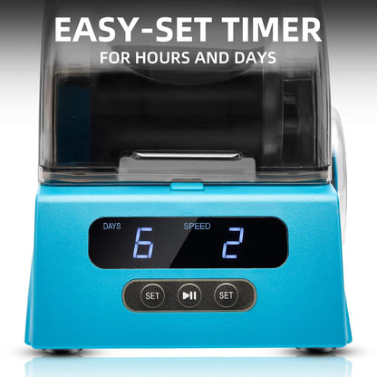 Tryes Rock Tumbler Kit Adults - Rock Polisher Tumbler with Noise Reduction Cover, Speed&Timer Control, Includes 4 Polishing Grits, Rough Gemstones, Learning Guide etc.(Blue)