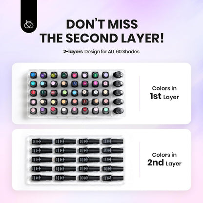 Beetles Cat Eye Gel Polish Set - 24Pcs 20 Colors Glitter Dark Color Changing Gel Nail Polish Kit with Base Gel Glossy Matte Top Coat Soak off UV DIY Nail Art Salon Ombre Black Nails Gift