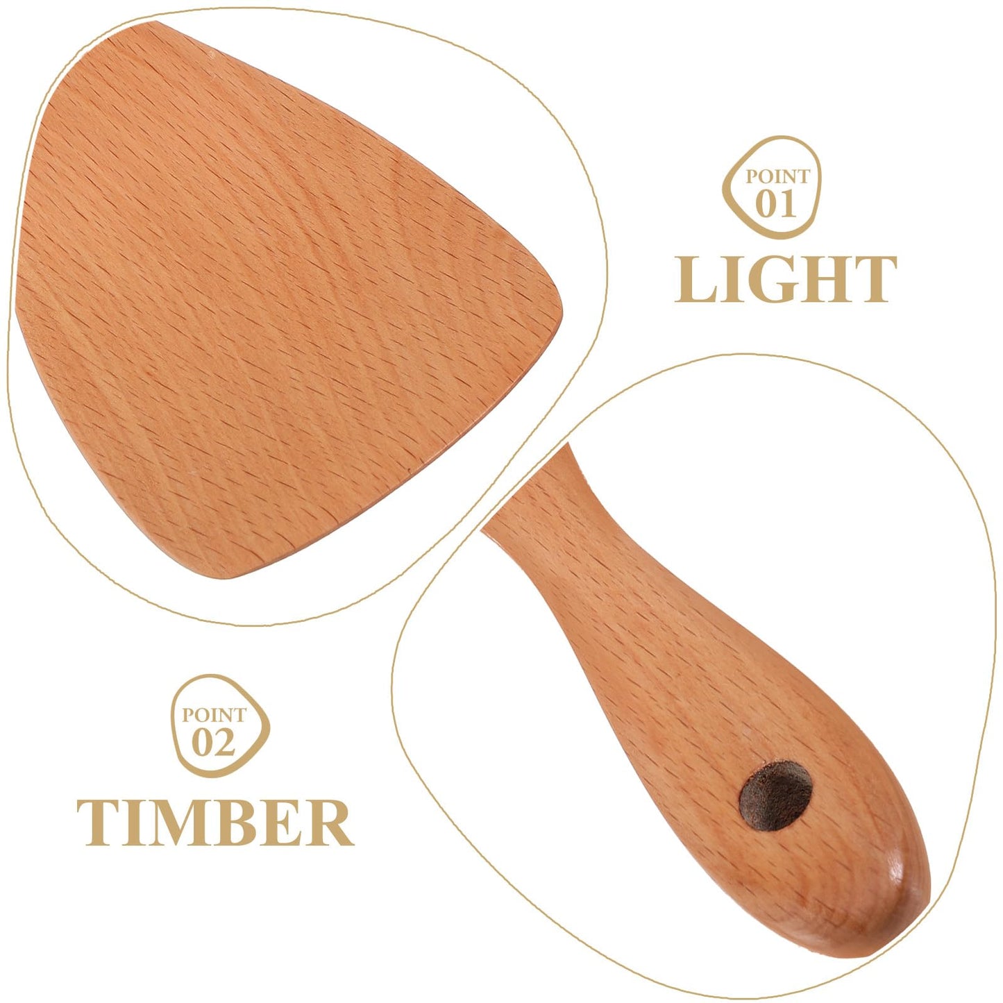 UPKOCH 8.3" Beechwood Rice Paddle - Japanese-Style Non-Scratch Spoon for Rice Cooker & Curry Stirring, Natural Wooden Utensil with Ergonomic Handle