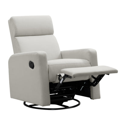 Oxford Baby Layton Manual Upholstered Glider Recliner Rocking Chair 360° Swivel for Nursery and Living Room – Oatmeal