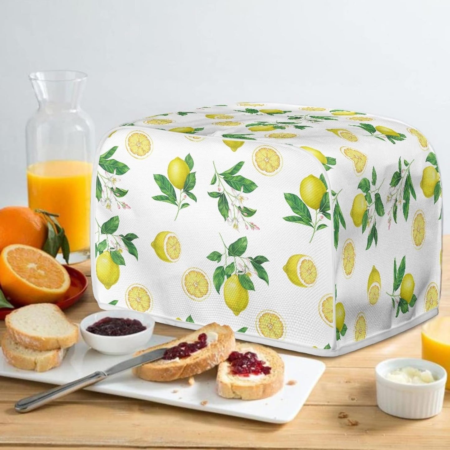 Toaster Cover 2 Slice, Lemon Theme Small Appliance Cover for Kitchen, Dust and Fingerprint Protection