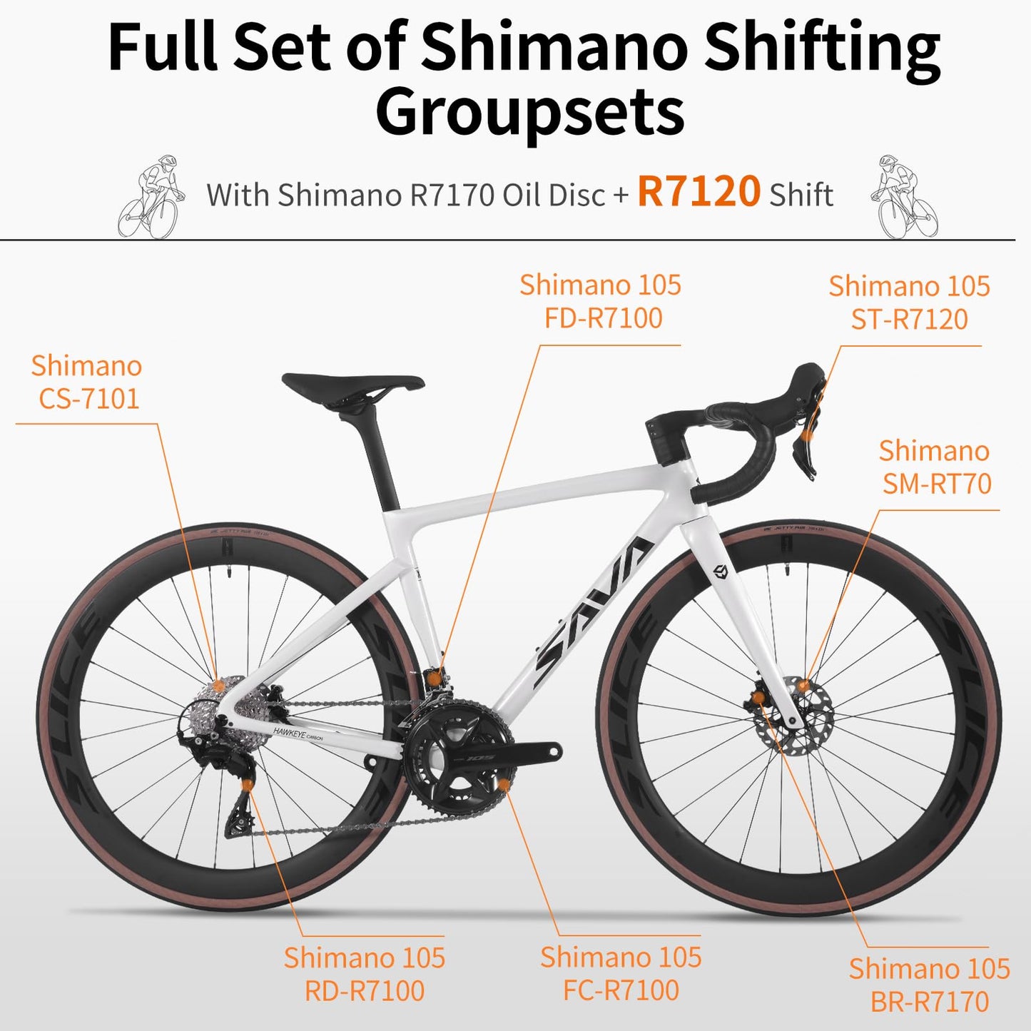 SAVADECK Carbon Road Bike,Lightweight Full Carbon Racing Bicycle with Shimano R7120 24S Shift Groupset and Hydraulic Oil Disc Brake Bike