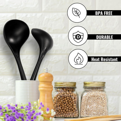 Acshio 40 Pack Plastic Ladle Spoons, 9 Inch Disposable Large Serving Spoons with Long Handle, Heat Resistant Soup Ladle Bulk for Party Catering Buffet Restaurant