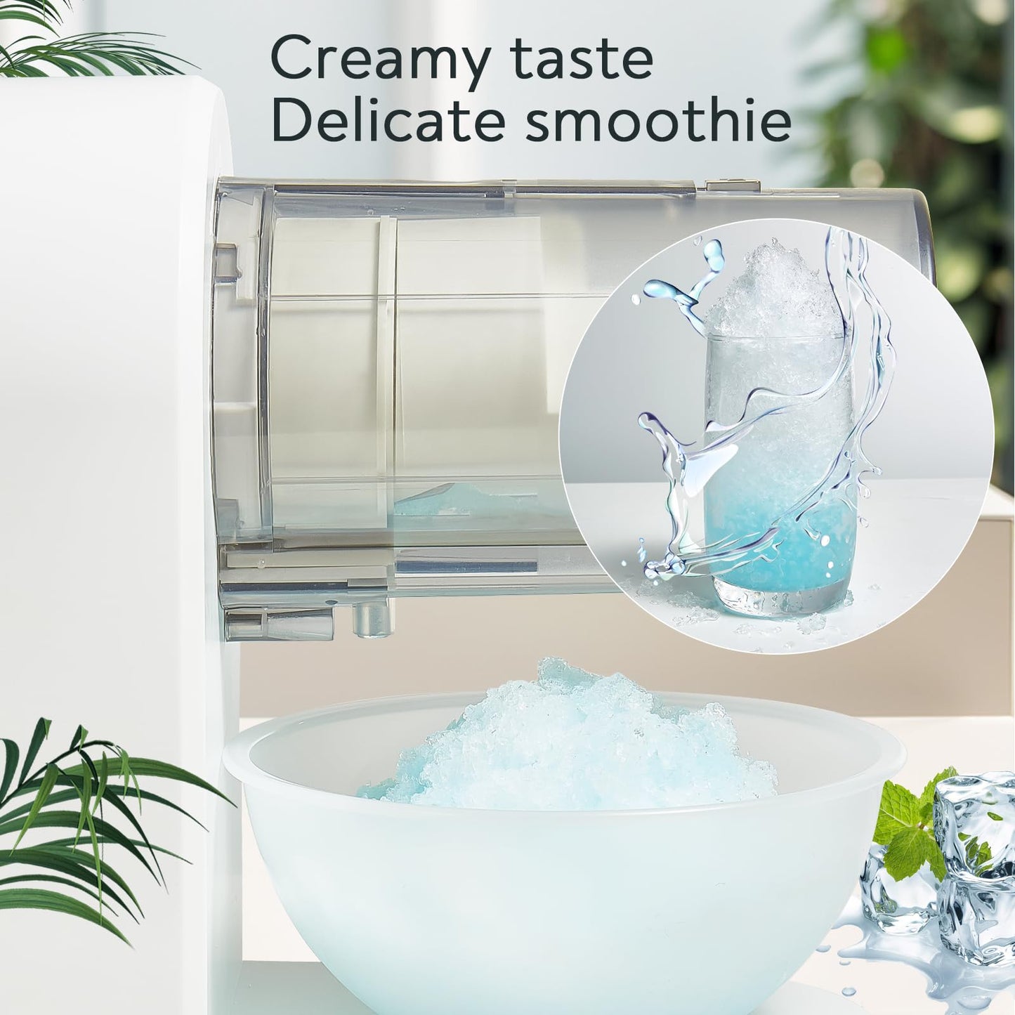 Snow Cone Shaved Ice Machine Electric Ice Shaver Machine with 2 Usable Plastic Ice Mold Cups Portable Snow Cone Maker for Home,Kids Party,Easy to DIY,White