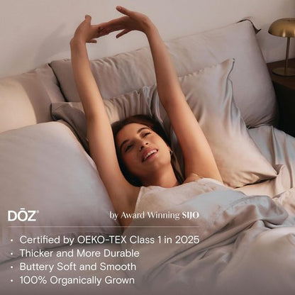DOZ Duvet Cover Set - Buttery Soft Bamboo Viscose | Cooling & Organically Grown | 90"x90" (Snow, Full/Queen)