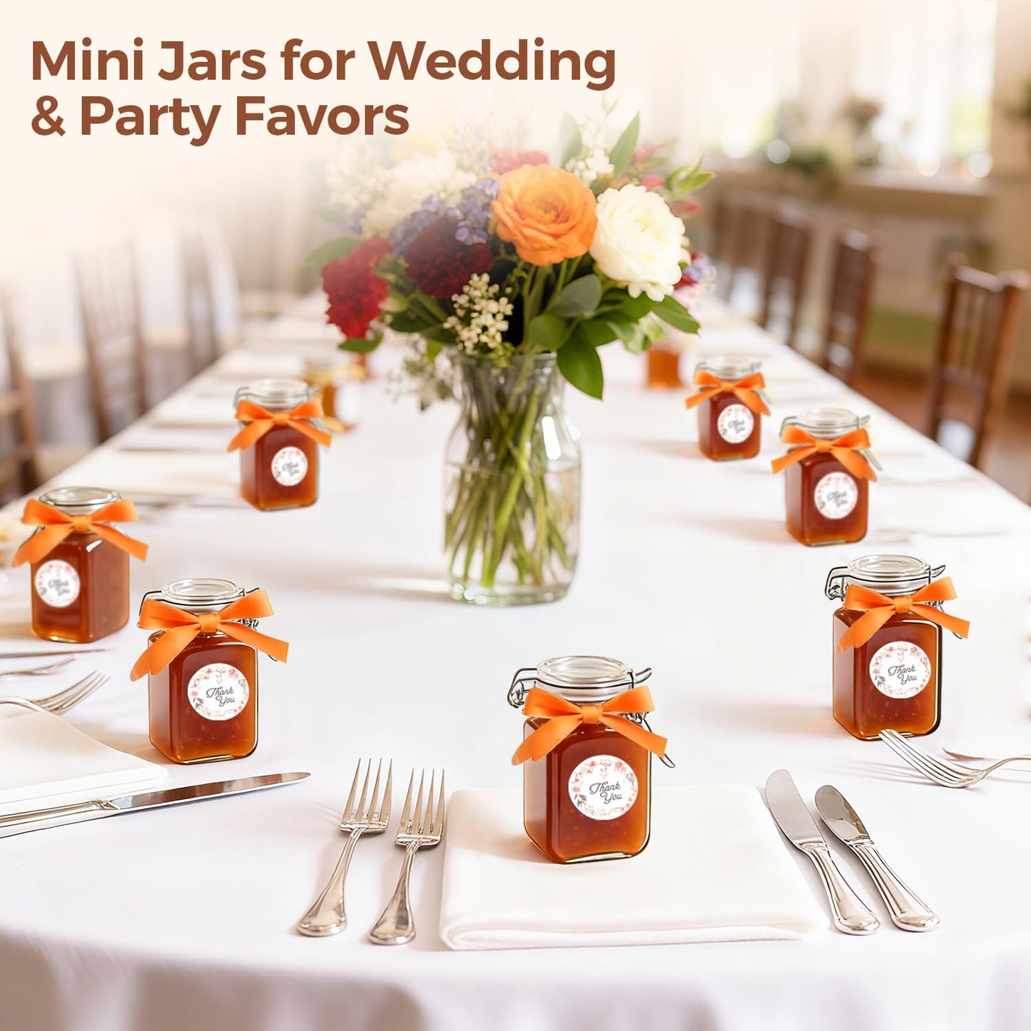 ComSaf Set of 12 Square Glass Jars with Airtight Lids (8 Oz), Pantry Canisters for Spices, Jams, & Herbs, Wire Clamp Jar for Overnight Oats, Pickling, Favors, Includes Labels & Funnel