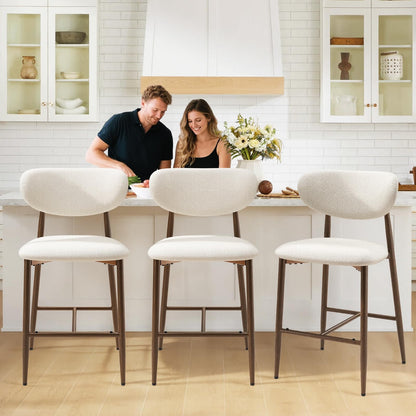 MALOL Bar Stools Set of 4, Counter Height bar stools, Kitchen Bar Stools with Backs, Modern Upholstered, Modern Bar Stools with Metal Legs for Kitchen Island, Counter, Beige