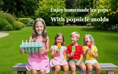 Silicone Popsicle Molds with Sticks Wpunwen 12 Cavity Ice Popsicle MoldsIce Cream Mold with Clean Brush 12 Reusable Sticks 50 Sticks 50 Bags Blue