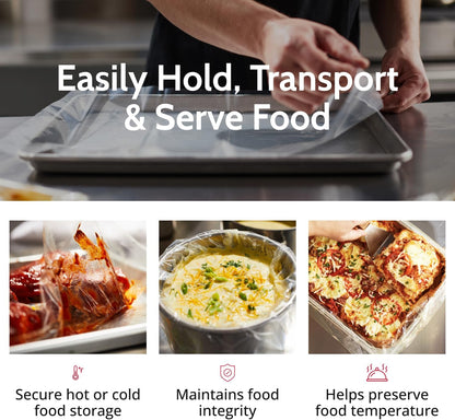 PanSaver Hotel Clear Pan Liners, Disposable Buffet Pan Liners, Ovenable up to 400F, Half Pan Liner - 12.5 x 5.5 in