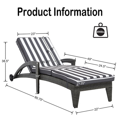 DAYAOUTDOOR Patio Chaise Lounger Set of 2, Outdoor Lounger Patio Chairs, Heavy Duty Lounge Chairs Outdoor, Chaise Lounges for Resort, Backyard, Deck, Poolside, Garden, Grey Stripe