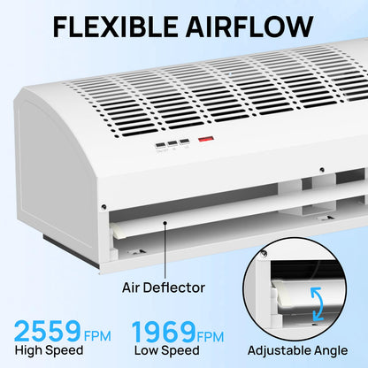 TURBRO 48-Inch Air Curtain Fan, Wall-Mounted Commercial Air Door with Magnetic Switch, 1530 CFM, Heavy-Duty Indoor Over Door Fan for Energy Efficiency, Dust, and Insect Control