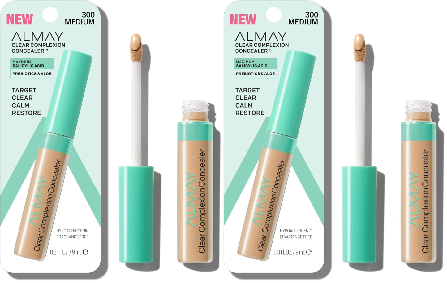 Almay Clear Complexion Acne & Blemish Spot Treatment Concealer Makeup with Salicylic Acid- for Sensitive Skin, 200 Light/Medium, 0.3 fl oz.