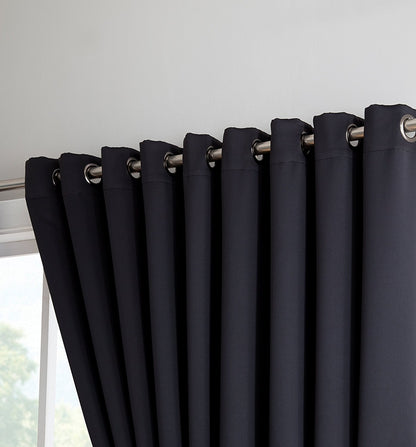Warm Home Designs Extra Large 2 Black Wall to Wall Curtains 108" x 99" Each with 2 Matching Tie-Backs. Total Width is 216 Inches (18 feet). Great as Room Dividers or Partitions. N Black Wall 99"
