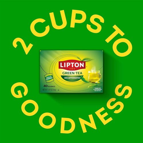 Lipton Decaffeinated Green Tea Bags - Unsweetened Teabags for Hot or Iced Tea | 40 Count