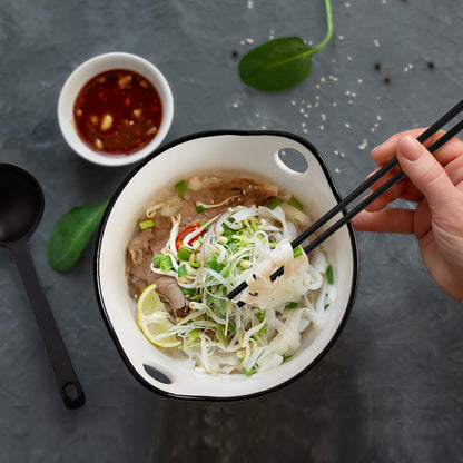 DAYYET Ceramic Ramen Bowl with Chopsticks and Spoon, 26 oz Farmhouse Deep Japanese Noodle Bowl for Udon, Soba, Pho, Rice and Soup, Microwave and Dishwasher Safe, White
