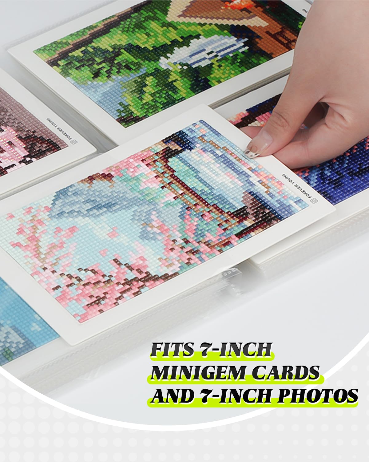 Foreveryoung 7-Inch Minigem Diamond Art Storage Book, 80 Pages Diamond Painting Accessories and Tools with Clear Protectors, Portfolio Folder for Artwork Organizer