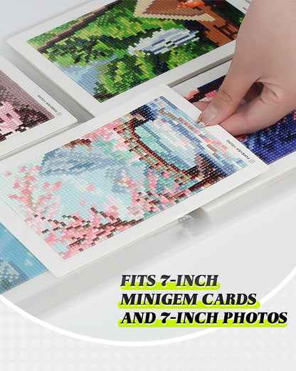 Foreveryoung 7-Inch Minigem Diamond Art Storage Book, 80 Pages Diamond Painting Accessories and Tools with Clear Protectors, Portfolio Folder for Artwork Organizer