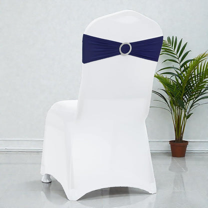 MDS Spandex Chair Sashes - Universal Elastic Stretch Bands with Buckle Slider Bow | Navy Blue, Pack of 125